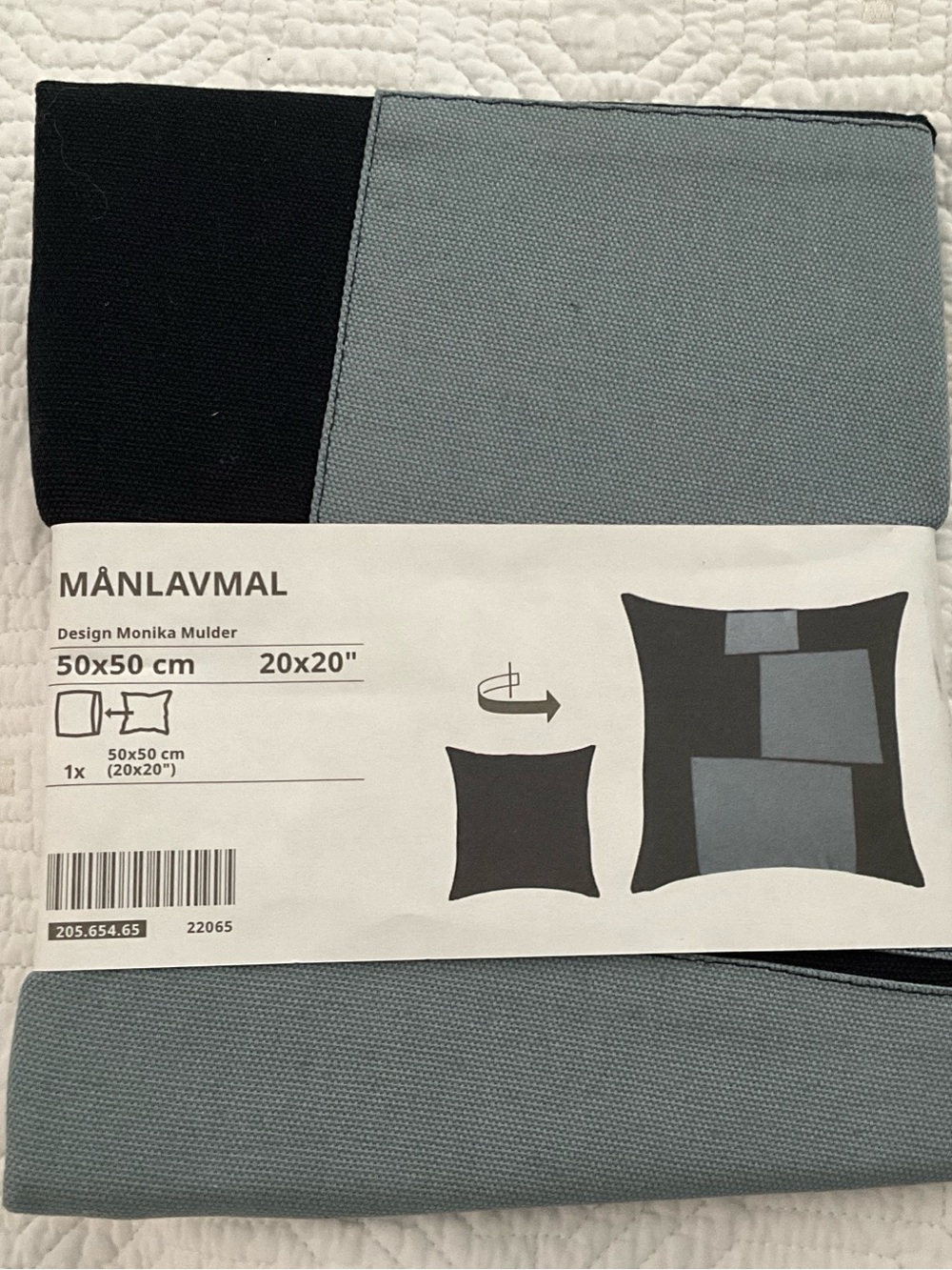 Ikea MANLAVMAL Qty of 2 Pillow Cushion Cover 20"x20" Geometric Shapes Blue NEW